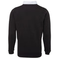 Black - Back - Front Row Mens Premium Long Sleeve Rugby Shirt-Top