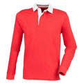 Red - Front - Front Row Mens Premium Long Sleeve Rugby Shirt-Top