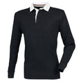 Black - Front - Front Row Mens Premium Long Sleeve Rugby Shirt-Top