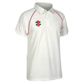 Ivory- Red - Front - Gray-Nicolls Childrens-Kids Matrix Short Sleeve Cricket Shirt