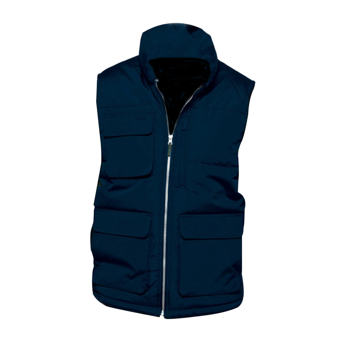 Navy - Front - WK. Designed To Work Mens Quilted Full Zip Bodywarmer-Gilet