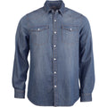 Blue Jean - Front - Kariban Mens Long Sleeve Casual Denim Shirt