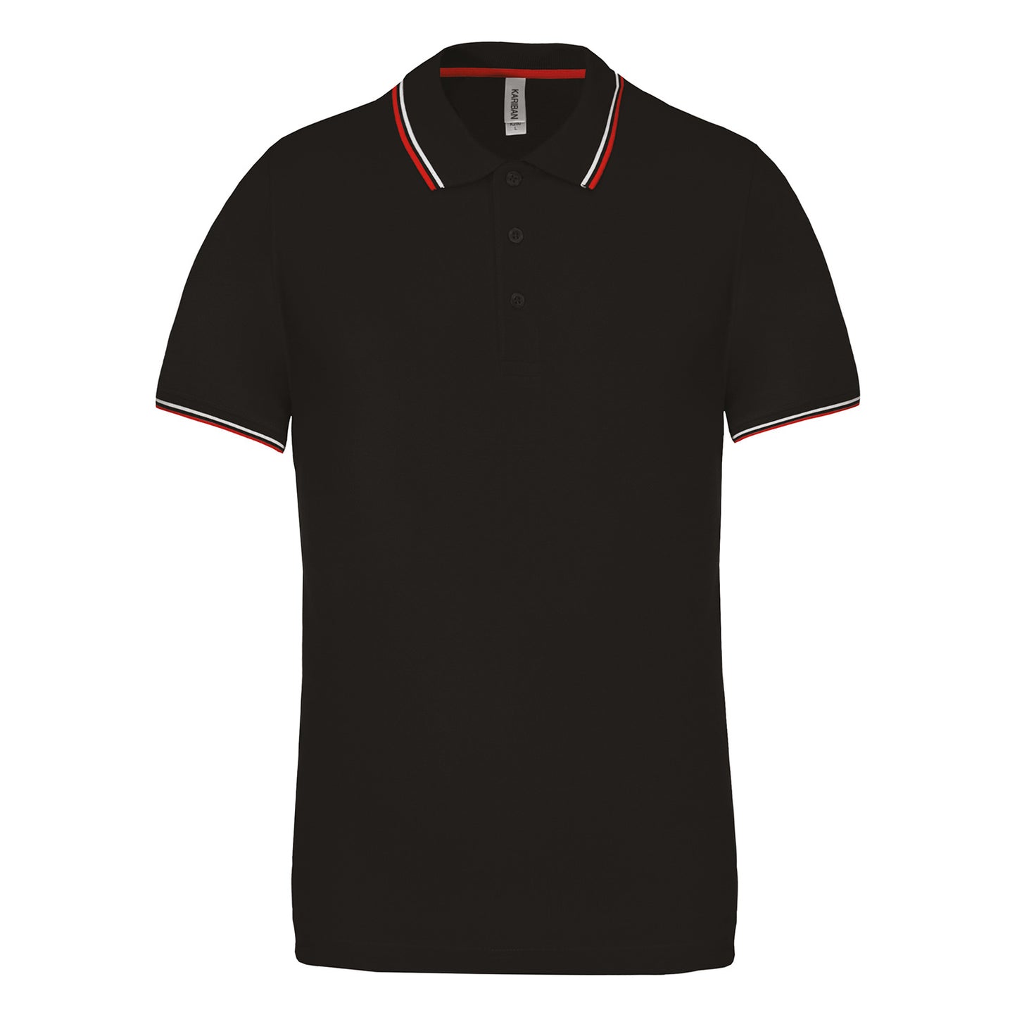 Black - Front - Kariban Mens Contrast Short Sleeve Polo Shirt