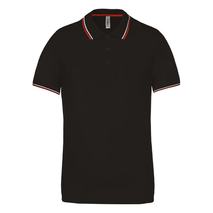 Black - Front - Kariban Mens Contrast Short Sleeve Polo Shirt