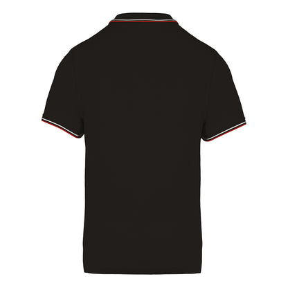 Black - Back - Kariban Mens Contrast Short Sleeve Polo Shirt