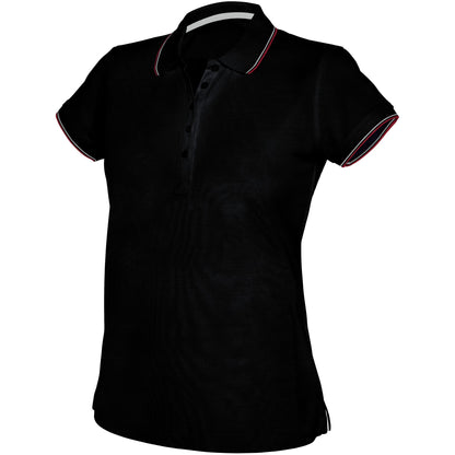 Black - Front - Kariban Womens-Ladies Contrast Short Sleeve Polo Shirt