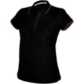 Black - Front - Kariban Womens-Ladies Contrast Short Sleeve Polo Shirt