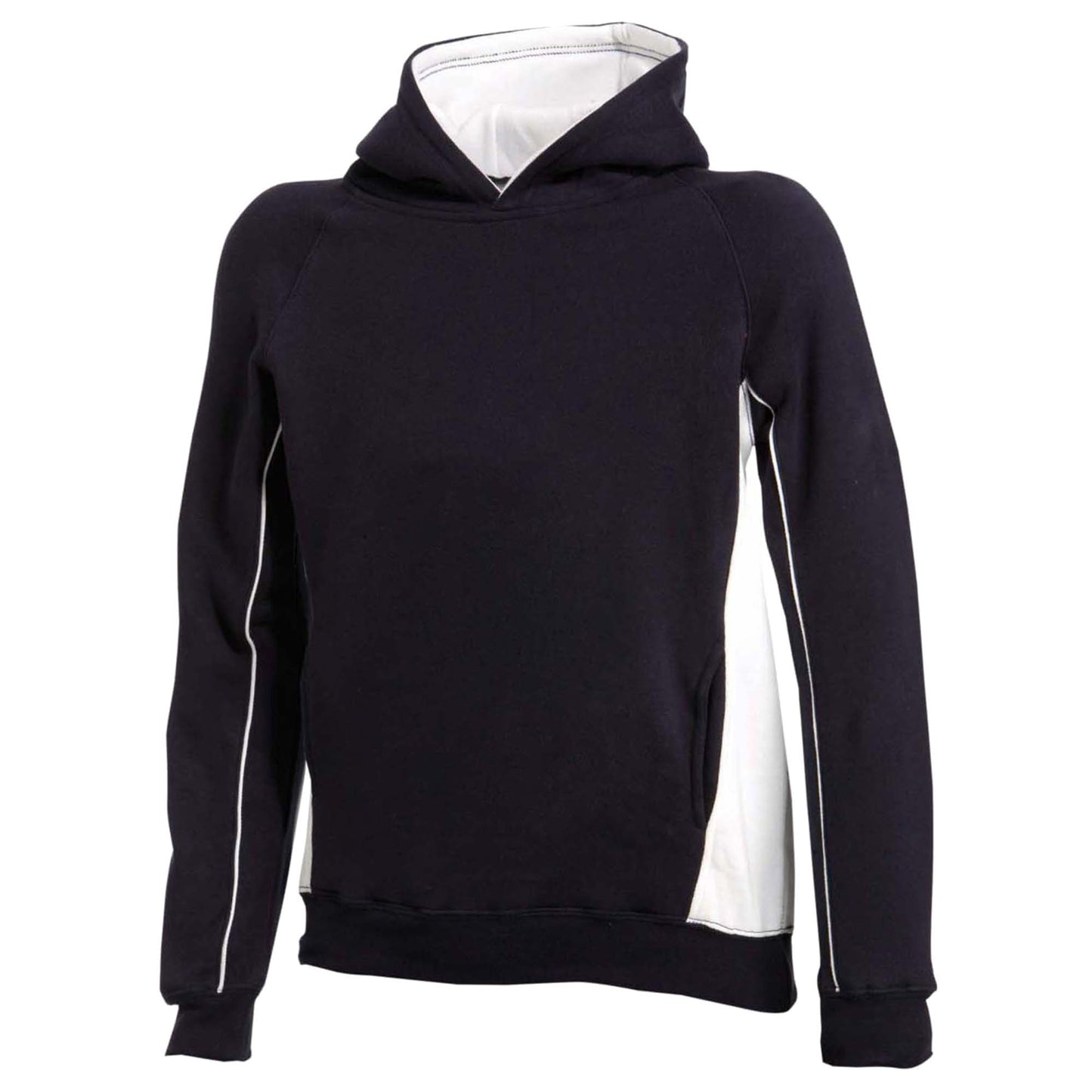 Navy-White - Front - Finden & Hales Kids Pullover Hooded Sweatshirt - Hoodie