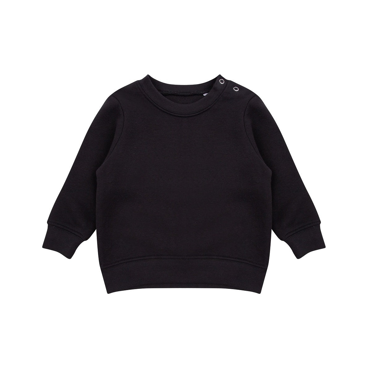 Black - Front - Larkwood Baby Unisex Crew Neck Sweatshirt With Shoulder Poppers