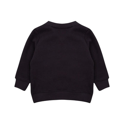 Black - Back - Larkwood Baby Unisex Crew Neck Sweatshirt With Shoulder Poppers