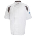 White- Grey - Front - Le Chef Unisex Staycool Executive Short Sleeved Tunic