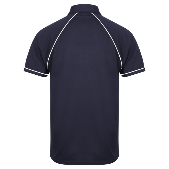 Navy-White - Back - Finden & Hales Mens Piped Performance Sports Polo Shirt