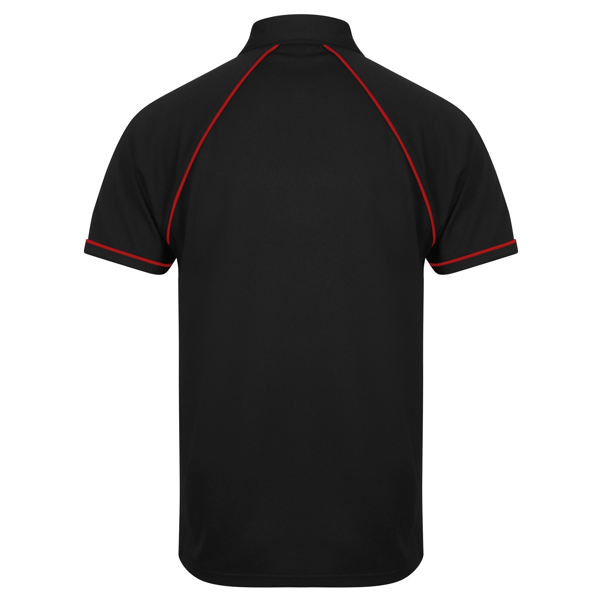 Black-Red - Back - Finden & Hales Mens Piped Performance Sports Polo Shirt
