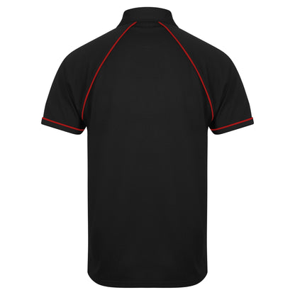 Black-Red - Back - Finden & Hales Mens Piped Performance Sports Polo Shirt