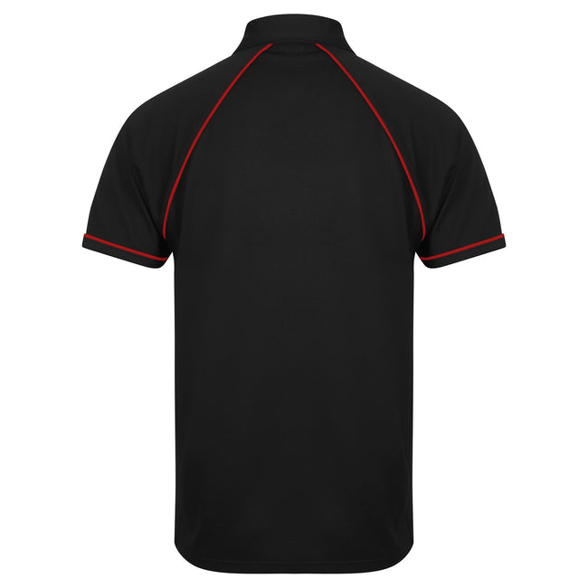 Black-Red - Back - Finden & Hales Mens Piped Performance Sports Polo Shirt