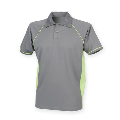 Gunmetal Grey-Lime - Front - Finden & Hales Mens Piped Performance Sports Polo Shirt