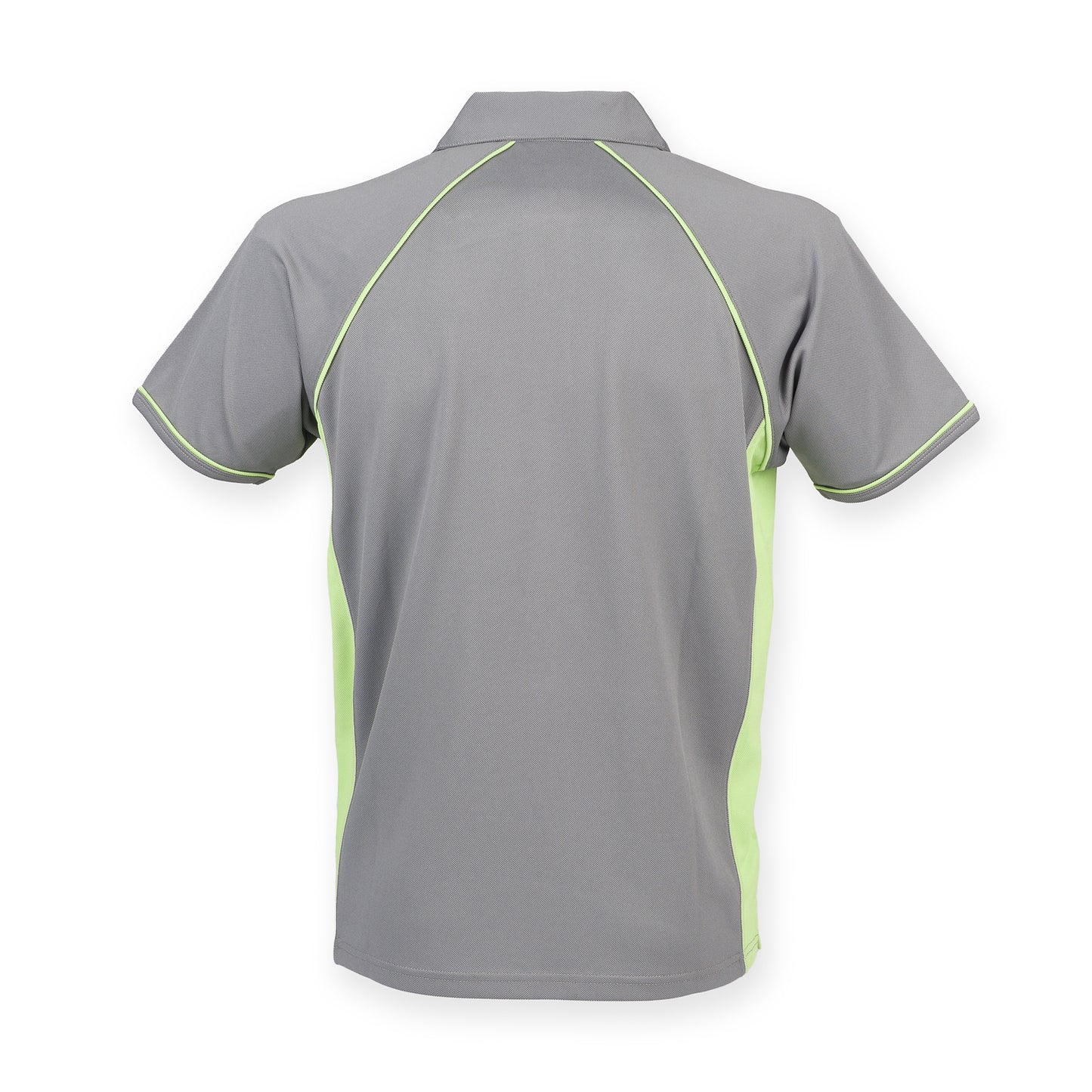 Gunmetal Grey-Lime - Back - Finden & Hales Mens Piped Performance Sports Polo Shirt
