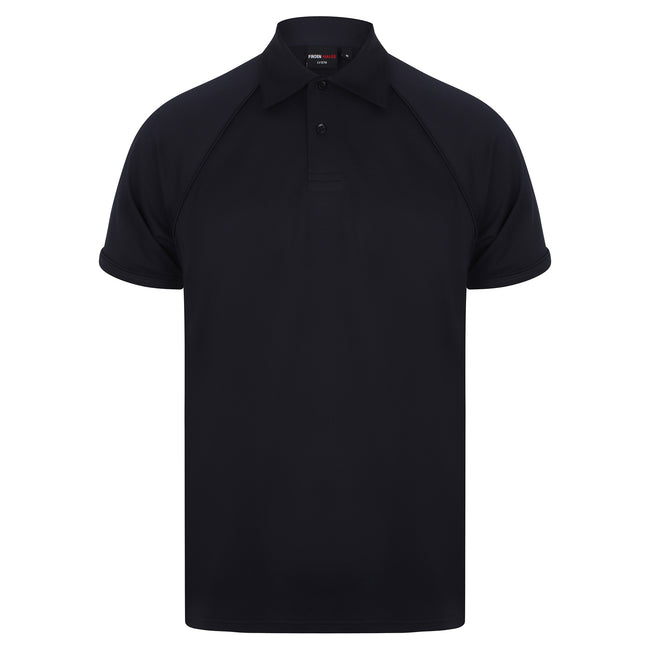 Navy-Navy - Front - Finden & Hales Mens Piped Performance Sports Polo Shirt