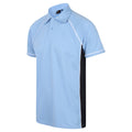 Sky-Navy-White - Side - Finden & Hales Mens Piped Performance Sports Polo Shirt