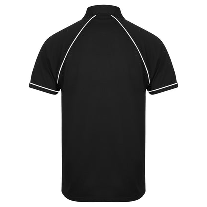 Black-White - Back - Finden & Hales Mens Piped Performance Sports Polo Shirt