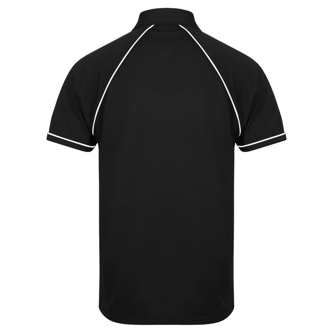 Black-White - Back - Finden & Hales Mens Piped Performance Sports Polo Shirt