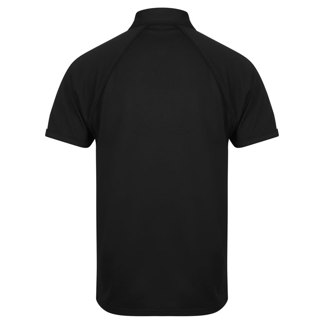 Black-Black - Back - Finden & Hales Mens Piped Performance Sports Polo Shirt