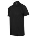 Black-Black - Side - Finden & Hales Mens Piped Performance Sports Polo Shirt