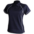 Navy-White - Front - Finden & Hales Womens Coolplus Piped Sports Polo Shirt