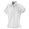 White-White - Front - Finden & Hales Womens Coolplus Piped Sports Polo Shirt
