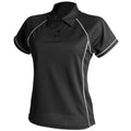 Black-White - Front - Finden & Hales Womens Coolplus Piped Sports Polo Shirt