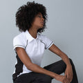 White-Black-Black - Back - Finden & Hales Womens Coolplus Piped Sports Polo Shirt