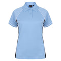 Sky-Navy-White - Front - Finden & Hales Womens Coolplus Piped Sports Polo Shirt