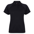 Navy-Navy - Front - Finden & Hales Womens Coolplus Piped Sports Polo Shirt