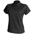 Black-Black - Front - Finden & Hales Womens Coolplus Piped Sports Polo Shirt