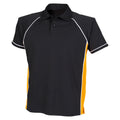 Black- Amber- White - Front - Finden & Hales Kids Unisex Piped Performance Sports Polo Shirt