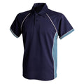 Navy- Sky- White - Front - Finden & Hales Kids Unisex Piped Performance Sports Polo Shirt