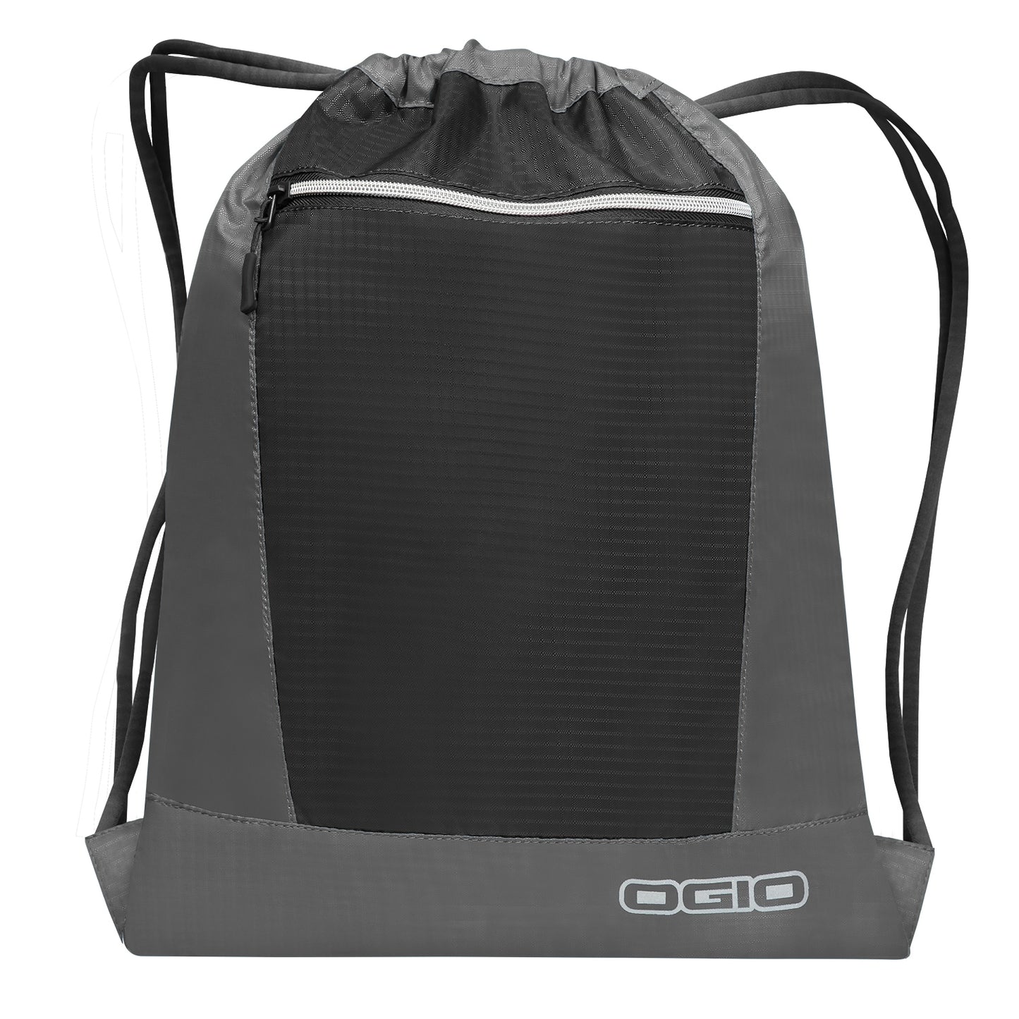 Grey- Black - Front - Ogio Endurance Pulse Drawstring Pack Bag
