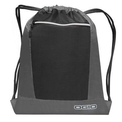 Grey- Black - Front - Ogio Endurance Pulse Drawstring Pack Bag