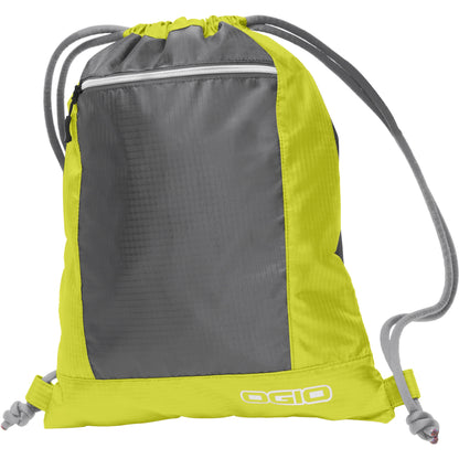 Sulfer- Black - Front - Ogio Endurance Pulse Drawstring Pack Bag
