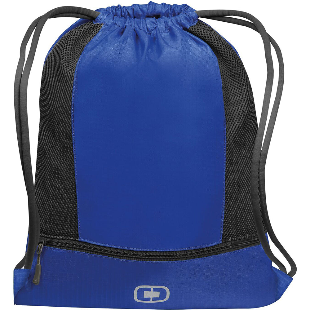 Cobalt Blue- Black - Back - Ogio Endurance Pulse Drawstring Pack Bag