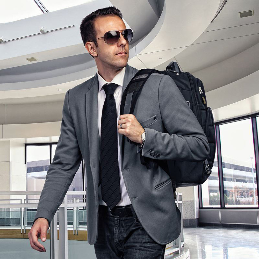 Black- Silver - Back - Ogio Business Excelsior Laptop Backpack - Rucksack