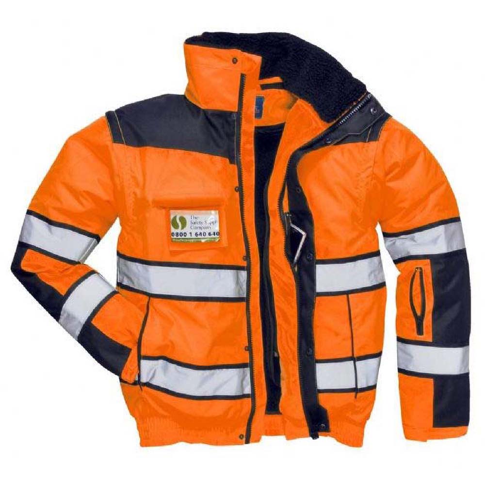 Orange- Black - Back - Portwest Mens High Visibility Classic All Weather Bomber Jacket