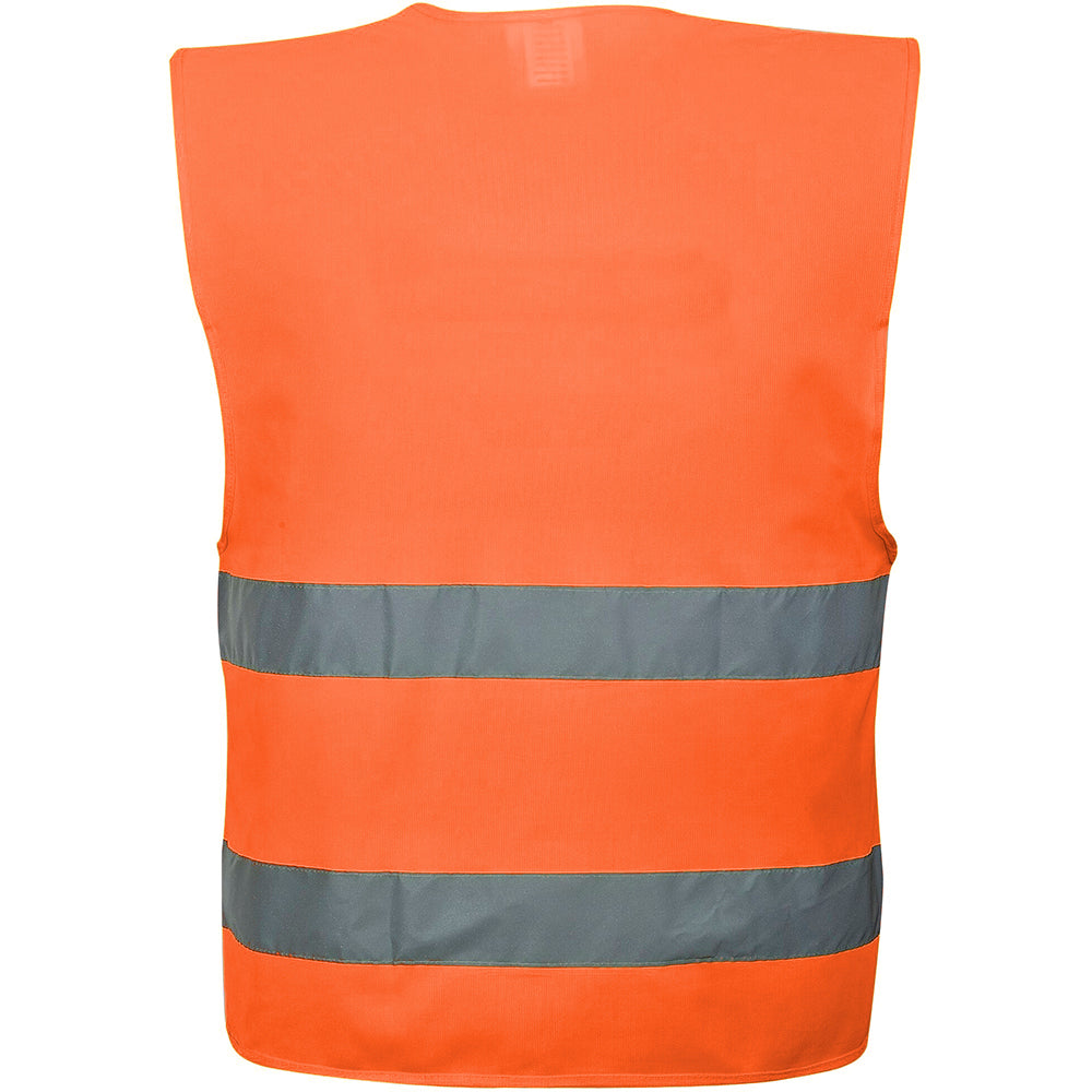 Orange - Back - Portwest Unisex High Visibility Two Band Safety Work Vest