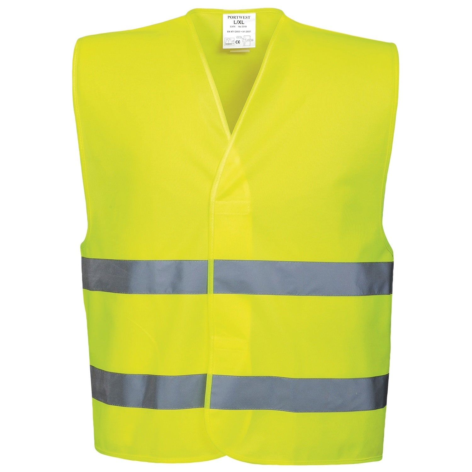 Yellow - Front - Portwest Unisex High Visibility Two Band Safety Work Vest
