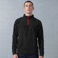 Black-Red - Back - Finden & Hales Mens 1-4 Zip Long Sleeve Piped Fleece Top