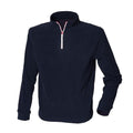 Navy-White - Front - Finden & Hales Mens 1-4 Zip Long Sleeve Piped Fleece Top