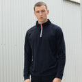 Navy-White - Back - Finden & Hales Mens 1-4 Zip Long Sleeve Piped Fleece Top