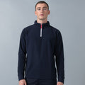 Navy-White - Side - Finden & Hales Mens 1-4 Zip Long Sleeve Piped Fleece Top