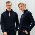 Navy-White - Pack Shot - Finden & Hales Mens 1-4 Zip Long Sleeve Piped Fleece Top