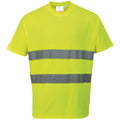 Yellow - Front - Portwest Cotton Comfort Reflective Safety T-Shirt
